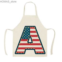 Tabliers Nouvelle lettre créative American Pattern Cuisine tablier Femmes Mens Maux Cuisine Baking Coton Coton Tablier Childrens Tablit Smoke Y240401