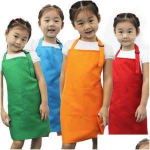 Tabliers Nouveaux enfants tablier enfant peinture cuisine bébé chasuble couleur unie cuisine enfant en bas âge propre livraison directe maison jardin textiles DH30I