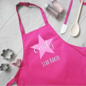 Tabliers Tablier de boulanger étoile pour enfants personnalisé personnaliser avec nom beaux enfants cuisine cadeaux drôles Mini Chef fille rose