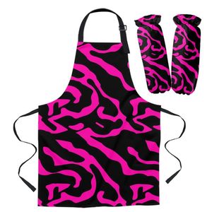 Tabliers Rouge Zebra Stripes Tablier Cuisine Ménage Nettoyage Pinafore Barber Cuisine Accessoires Pour Femme
