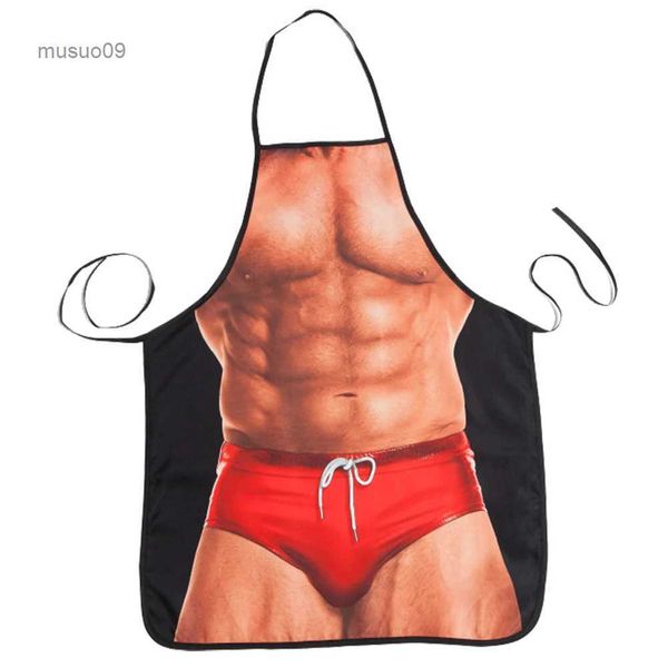 Delantales Tirain Delantal sexy Novedad Muscle Man Cocina Cocina Delantal para asar Divertido creativo Regalo de Navidad de Acción de Gracias para hombres Novio