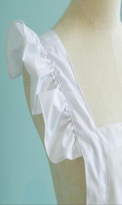 Delantales W0YF Delantal blanco retro con volantes y bolsillos ajustable Victorian Maid Bib6624692