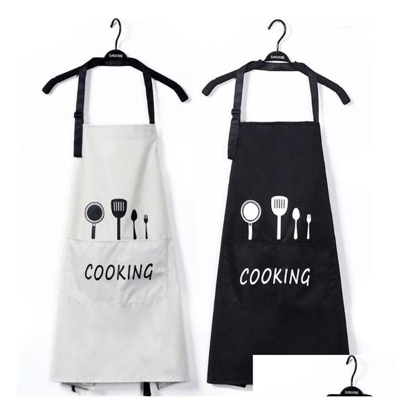 Delantales impermeable poliéster delantal mujer adt baberos cocina casera hornear cafetería limpieza accesorio de cocina aceptar personalización gota dhjxm