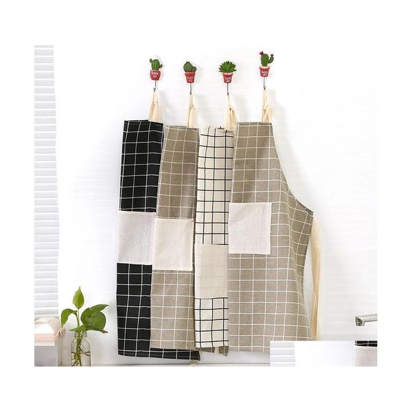 Tabliers En gros Plaid Imprimer Tablier Bavoirs Sans Manches Doux Femmes Maison Cuisine Cuisson Partie Nettoyage Cuisine Accessoires DH0719 Drop Del Dhy2Z