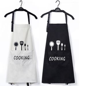 Tabliers avec avant grande poche étanche à l'huile couteau de cuisine fourchette impression tablier cuisson cuisson ménage outils de nettoyage kit Textiles de maison