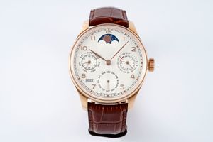 APS 503302 Montre de luxe PORTUGIESER Calendrier perpétuel Montre à fonctions complexes, 42,2 mm x 14,9 mm, temps d'alimentation jusqu'à 72 heures +, soleil, lune, calendrier de la semaine de l'année étoile