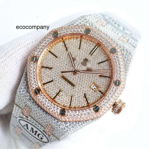 Aps Reloj de lujo con incrustaciones de diamantes para mujer, diseñador, reloj completo con diamantes, hielo hacia fuera, reloj para hombres, ap menwatch YKTT, movimiento mecánico automático, uhr, corona, busto, montre royal re 1