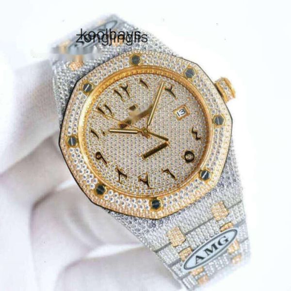 APS FEMMES DIAMENTS LURXE DIAMPRUST CROST DIAMPLE Full Diamond Watch Ice Out Men Watch AP Menwatch Mouvement mécanique Auto Uhr Crown Bust Down Montre Royal Dktx