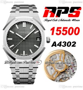 APSF 41 mm A4302 Automatische heren Watch 1550 Ultra dunne grijze Grande Tapisserie Dial Stainless Steel Bracelet Super Edition Puretime C3