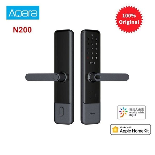 Aqara N200 Cerradura de puerta inteligente Huella digital Bluetooth Contraseña Desbloqueo NFC Funciona con Mijia BPPLE HomeKit Enlace inteligente con timbre 20262D