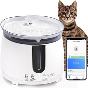 AQHH Fuente de agua para gatos con bomba inalámbrica Fuente de agua para mascotas para gatos en el interior Fuente inteligente automática Control de aplicación Fácil limpieza 240124