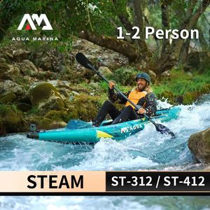 Aqua Marina Steam 12 PERSONNES CANOE KAYAK BATAGE PLAPlable 840D PVC Kayaks Paddle Fun Water 10L Sac imperméable 240509