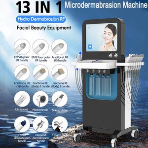 Aqua zuurstof hydra jet peel gezicht diamant diamant microdermabrasie echografie rf huid aanscherping anti -verouderende hydrofaciale hydodermabrasiemachine