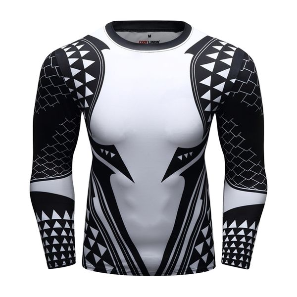 Aquaman Compression Chemise Homme 3D Imprimé T-shirts Hommes Marque Comics Cosplay Costume Manches Longues Fitness Tops Pour Homme 210716