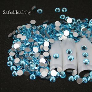 Aquamarine Rhinestones Back Flat Round Round Nail Art Decorations and Stones Non Botfix Rhinestones Crystals for Diy Glass B