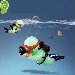 Accessoires d'aquarium décoration de réservoir de poissons lumineux vert Mini plongeur Kawaii simulé homme-grenouille flottant pour ornements d'aquarium