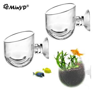 Aquarium Decoratie Plant Cup Pot Acryl Waterweed Cup met zuighouder Mini Gardening Vaas Rode Worm Feeder voor Veistank