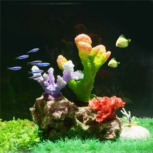 Rium Decoraties Resin Corals Fish Tank Cave Stone Diy Mountains voor ornamenten Verwijderbare kunstmatige plant Y200917