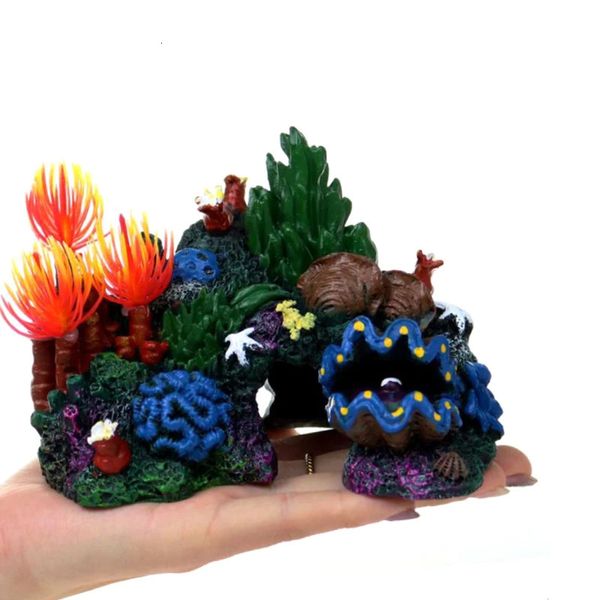 Accesorios para equipos de acuario Rocalla Vidrio Tanque de peces Paisajismo Decoración Resina Artesanía Concha Coral Plantas de agua Suministros para mascotas 240226