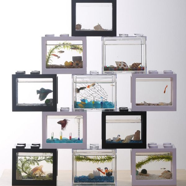 Aquarium Fish Tank Mini Blocs Blocs Box Box Home Decor Black