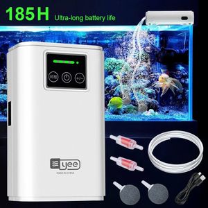 Aquarium Fish Tank Pompe à oxygène Charge Pompe à air à double usage Batterie au lithium USB Ménage Portable Pêche Muet 6000mA Extérieur 240314