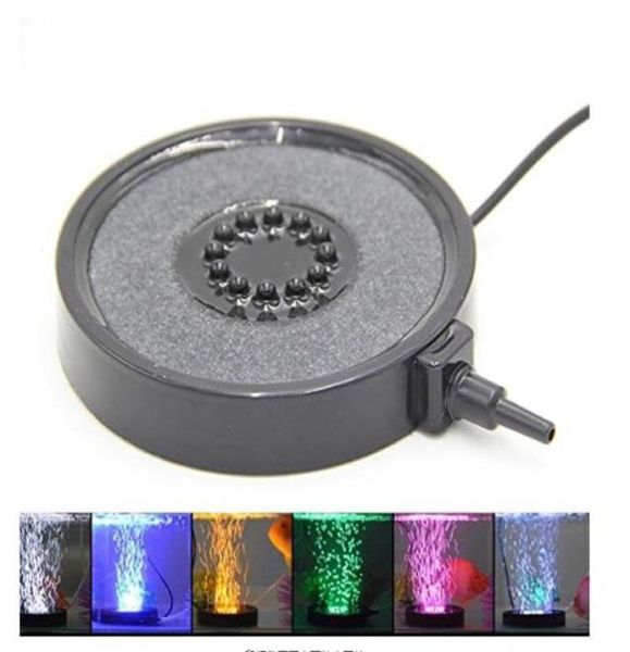 Decoración de paisajismo para acuarios, luces de acuario de colores degradados, luces de buceo de 12LED, disco de gas, tanque de peces redondo, burbuja, lampa4997829