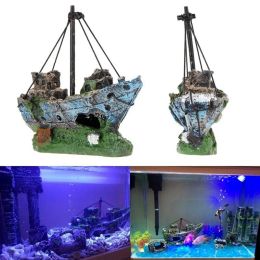 Aquariumhars ornament piraten schip wrak schip decor boot decoraties vissen tank accessoires aquarium ornament