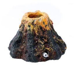 Acuario con forma de volcán, piedra de burbuja de aire, bomba de oxígeno, ornamento para pecera, 1240P