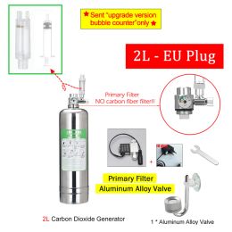 Acuarios 1L/2L Tanque de pescado de acuario CO2 Generador Diy Cilindro de gas de acero inoxidable de alta presión + Reactor de VAE CO2 de aluminio