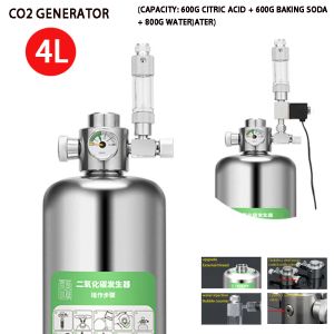 Acuarios 2022 Aquario de tercera generación NUEVO Generador CO2 CO2 CO2 Botella de acero Generador Kit del sistema de pescado de plantas acuáticas Kit 4L