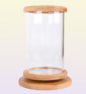 Aquaria 360 graden roterend glas betta vissen tank bamboe base mini decoratie roteren kom aquarium accessoires voor kantoor6575456