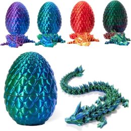 Aquariums Dragon articulé imprimé 3D avec œuf de dragon pour aquarium Crystal Dragon Fidget Toys for Kids Boys Girls Adults New Year Gift