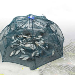 Aquariums 420 trous de pêche net plié portable du réseau de poissons hexagonaux coulant les filets d'écrevisses de crevette de crevette cages de réservoir