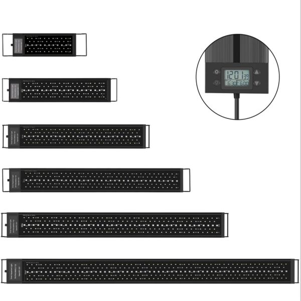 Acuarios 60105cm Auto On Off Light Aquarium Full Spectrum Fish Tank Light con temporizador para plantas de agua Sunrise Sunset LED Lámpara RGB Lámpara