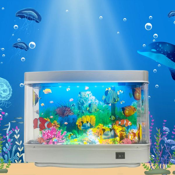 Aquariums 7 couleurs LED Pish Tref Tock lampe paysage lampe de vie de salon Imitation Imitation Aquarium Paysage sous-marin avec interrupteur