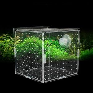 Aquariums Boîte d'isolation acrylique Aquarium Transparent petit incubateur de frites boîte d'élevage simple Double filet d'isolation multi-grille 231113