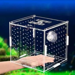 Aquaria Aquarium Isolatiebox Acryl Aquarium Isolatiebox Broederij Incubator met Zuignappen Single Grid Double Grid 230617