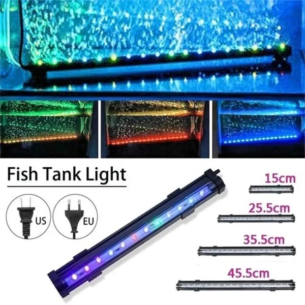 Acuarios Aquarium LED Burbue Luz colorida Burbuja Luz Led Buceo Air Burbuja Acuática Oxigenación Lámpara de pescado Luz