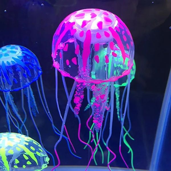 Aquariums Méduse artificielle fluorescente transparente flottante simulée paysage aquarium décorations pour animaux de compagnie fournitures 230819