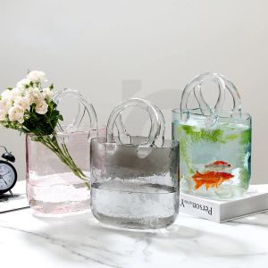 Aquariums Creative Nordic Ins Style Sac en verre Vase Vase Hands Flowers Hydroponic Blue Fish Tank salon Table de la maison Accessoires