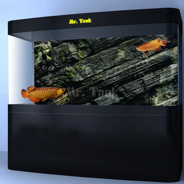 Aquariums Taille personnalisée Affiche de fond d'aquarium avec un carnet d'écran de pvc de roche mousse auto-adadhésive ornement de papier peint 24 30 48 72 pouces