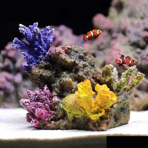 Aquaria Decoraties Kunstmatige Koraal Ornamenten Aquarium Decor Desktop Versiering Landschap Maken Simatie Zeester Hars Homefavor Dh8Vx