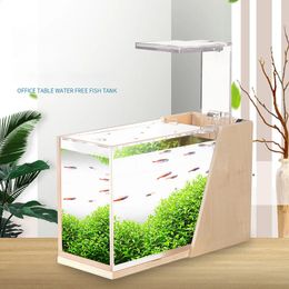 Aquaria Desktop Aquarium Mini Zijfilter Verfraaiing Acryl Ecologisch Klein Creatief Kantoor Aquarium Micro Aquarium Vissenkom 231113