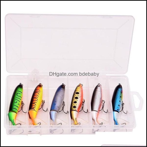 Aquariums Fish Pet Supplies Accueil Jardin aquariums 6Pcs Avec Boîte Whopper Plopper 100Mm 13G Leurre De Pêche Flottant Artificiel Dur Appât Wobble