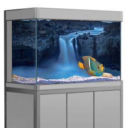 Aquaria vissen tank aquarium achtergrondsticker, waterval in bewolkt landschap 3D HD printing wallpaper achtergrond decor pvc poster