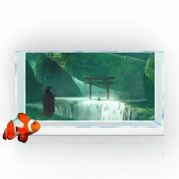 Aquariums Fish Tank Background Sticker, Asia Japanese Torii Nature Nature Hd Printing Wallpaper Aquarium Fteled décorations PVC