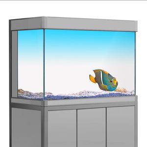 Aquariums Fish Tank Fond Autocollant Blanc Jaune Vert Bleu Cyan Dégradé Simple Impression Papier Peint Aquarium Toile de Fond Décorations PVC 230923