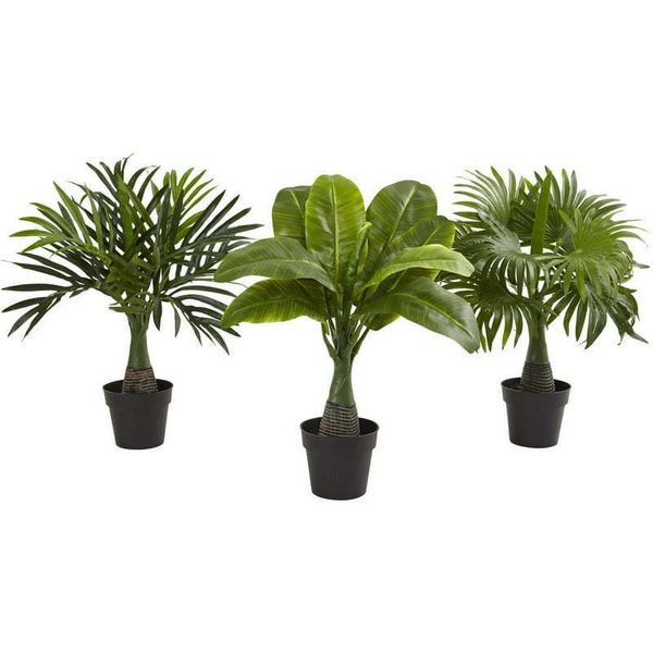 Aquariums Vert Areca fontaine et banane plastique artificiel ensemble de 3 accessoires de poisson aquarium réservoir fond méduse aquariu 230923