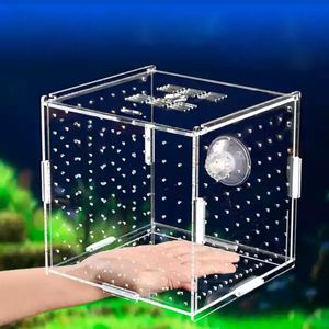 Aquariums boîte d'isolation réservoir de poissons petit élevage de frites Transparent acrylique simple grille Double fournitures 230414