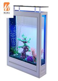 Aquariums Lumière Luxe Fish Tank Salon Maison Plancher Grandes Sous-zones Moyennes Écrans Verre Aquarium Changement Écologique Eau4458652